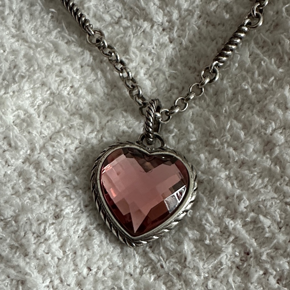 Brighton Silver/Pink Heart Charm Necklace